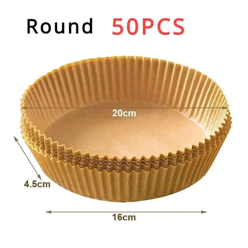 50/100PCS Air Fryer Disposable Paper Square Round Baking Paper Barbecue Plate NonStick Mat Kitchen Oven Oil Absorbing Paper Tool