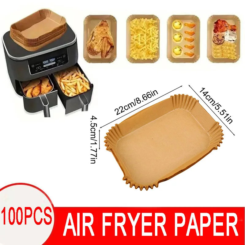 50/100PCS Air Fryer Disposable Paper Square Round Baking Paper Barbecue Plate NonStick Mat Kitchen Oven Oil Absorbing Paper Tool