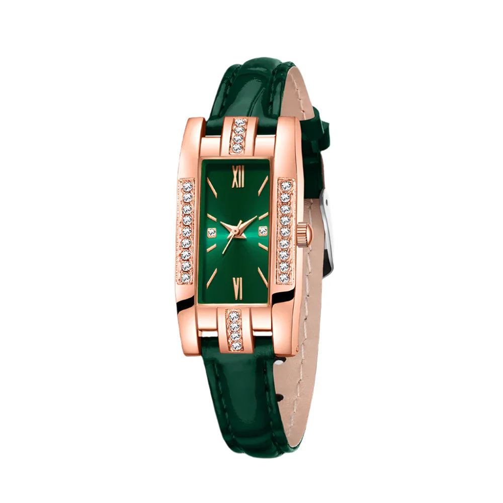 NNEOBA Green Women’s Quartz Watch Jewelry Gift Set