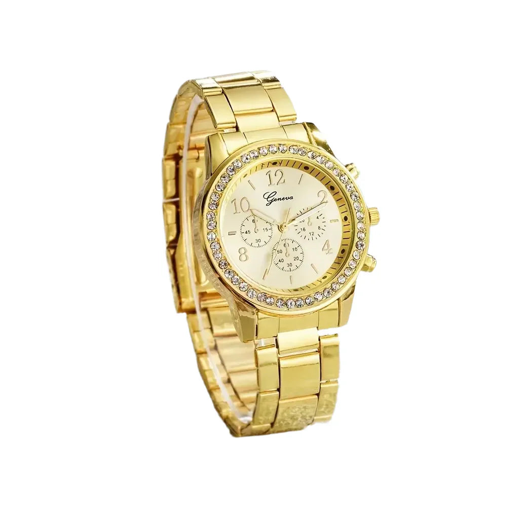 Womens Luxury Gold Watch Jewelry Set (5PCS)