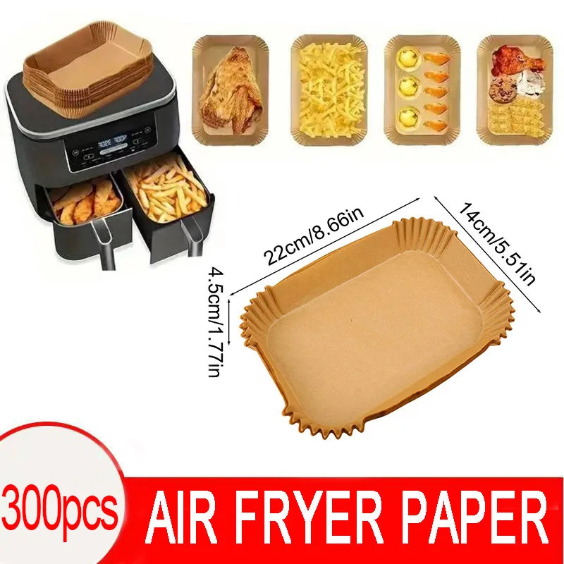 50/100PCS Air Fryer Disposable Paper Square Round Baking Paper Barbecue Plate NonStick Mat Kitchen Oven Oil Absorbing Paper Tool